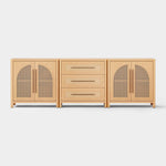 Haven Cane Oak Modular 3-Piece Media Console 94.5“W - Themodhome product image 01