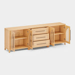 Haven Cane Oak Modular 3-Piece Media Console 94.5“W - Themodhome product image 06