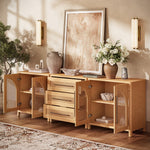 Haven Cane Oak Modular 3-Piece Media Console 94.5“W - Themodhome product image 09