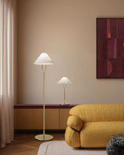 Fuji Aluminum Golden Rod LED Cone Alabaster High Floor Lamp H 55