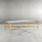 Hand-Forged Metal Square Glass Coffee Table