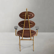 Hand-Forged Metal High Back Brown Leather Lounge Accent Chair