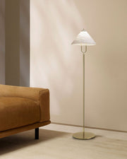 Fuji Aluminum Golden Rod LED Cone Alabaster High Floor Lamp H 55