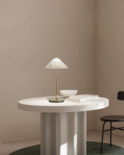 Fuji Cone Alabaster Desk Table Lamp Wide 8