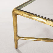 Hand-Forged Metal Square Glass Coffee Table