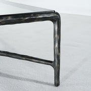 Hand-Forged Metal Square Glass Coffee Table