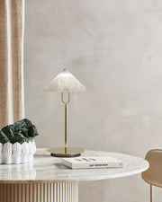 Fuji Cone Alabaster Desk Table Lamp Wide 8