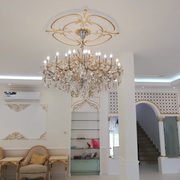 Oversized Luxury Candle Branch Raindrop Crystal Pendant Chandelier for Living/Dining Room/Foyer/Stairs