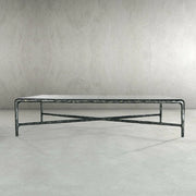 Hand-Forged Metal Rectangle Glass Coffee Table
