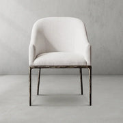 Hand-Forged Metal Slope Fabric Dining Armchair