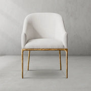 Hand-Forged Metal Slope Fabric Dining Armchair