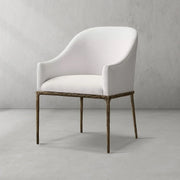 Hand-Forged Metal Slope Fabric Dining Armchair