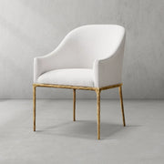 Hand-Forged Metal Slope Fabric Dining Armchair
