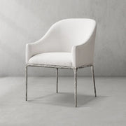 Hand-Forged Metal Slope Fabric Dining Armchair