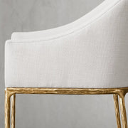 Hand-Forged Metal Slope Fabric Dining Armchair
