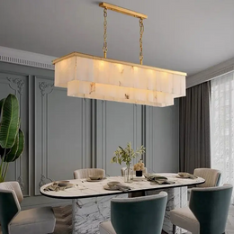 Alabaster Brass Rectangular Chandelier 41.33