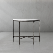 Hand-Forged Metal Semi-Circle Marble Console Table