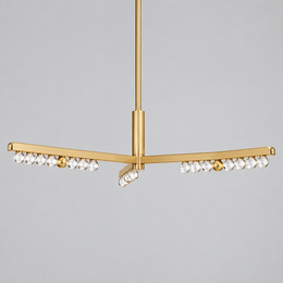 Soren 3 Light Linear Crystal Brass Pendant Chandelier