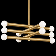 Tane 10 Light Modern Milky Glass Linear Chandelier 50”W
