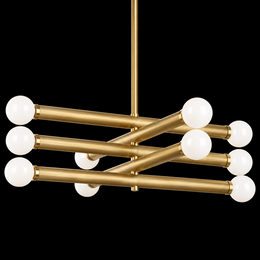 Tane 10 Light Modern Milky Glass Linear Chandelier 50”W