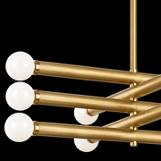 Tane 10 Light Modern Milky Glass Linear Chandelier 50”W