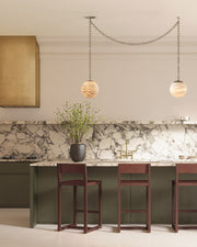 Alabaster Globe Swag Pendants Indoor Lighting with Brass/Black Chain in adjustable