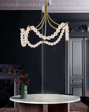Cluster String Alabaster Beads Semi Flush Chandelier