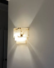 3 Tier White Round Alabaster Chain Pendant Light Fitting in Brass 10in