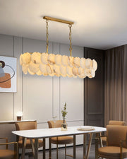 Rectangular Alabaster Chandelier Dia 100/120 with Round Shell Piece String Ceiling for Dining room