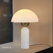 G9 Alabaster white marble table lamp Dia 12