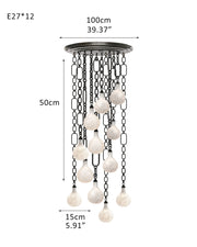 Cluster White Alabaster Globe Pendant Light with adjustable chain