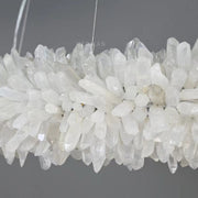 24-47 Inch Round Clear Geode Quartz Crystal Ring Pendant Light Modern Chandelier for Living Room