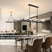 Modern Crystal Rectangle Wagon Wheel Chandeliers