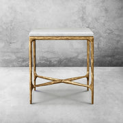 Hand-Forged Metal Marble Square Side Table 18