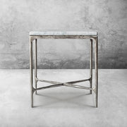 Hand-Forged Metal Marble Square Side Table 18