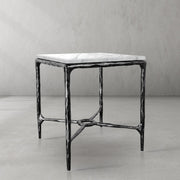 Hand-Forged Metal Mabrble Square Side Table 18