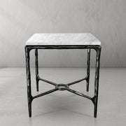 Hand-Forged Metal Mabrble Square Side Table 18