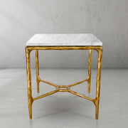 Hand-Forged Metal Mabrble Square Side Table 18