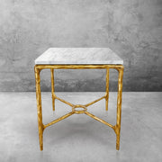 Hand-Forged Metal Mabrble Square Side Table 18