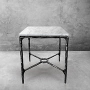 Hand-Forged Metal Mabrble Square Side Table 18