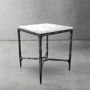 Hand-Forged Metal Mabrble Square Side Table 18