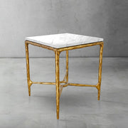 Hand-Forged Metal Mabrble Square Side Table 18