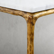 Hand-Forged Metal Mabrble Square Side Table 18