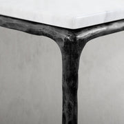 Hand-Forged Metal Mabrble Square Side Table 18