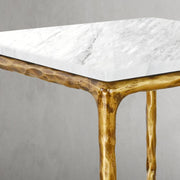 Hand-Forged Metal Mabrble Square Side Table 18