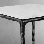 Hand-Forged Metal Mabrble Square Side Table 18