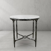 Hand-Forged Metal Round Marble Side Table 18