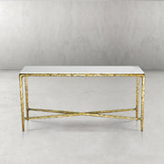 Hand-Forged Metal Rectangle Marble Console Table 60