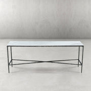 Hand-Forged Metal Rectangle Marble Console Table 60