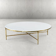 Hand-Forged Metal Marble Round Coffee Table 36